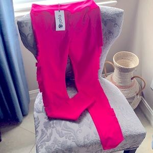 Jala neon pink leggings with cut detail down sides